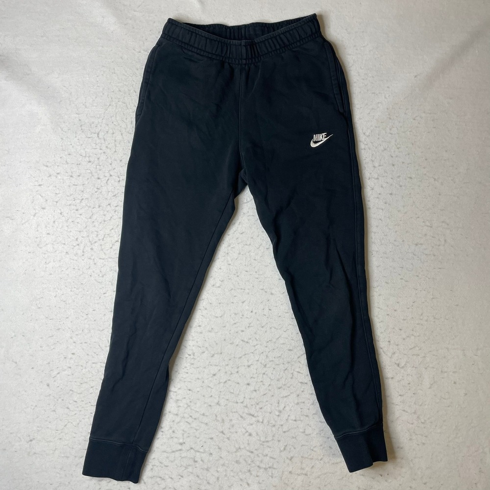 Nike‎ Jogger Sweatpants Mens XS Black Cotton Blend Fleece Elastic Waist Cuffed